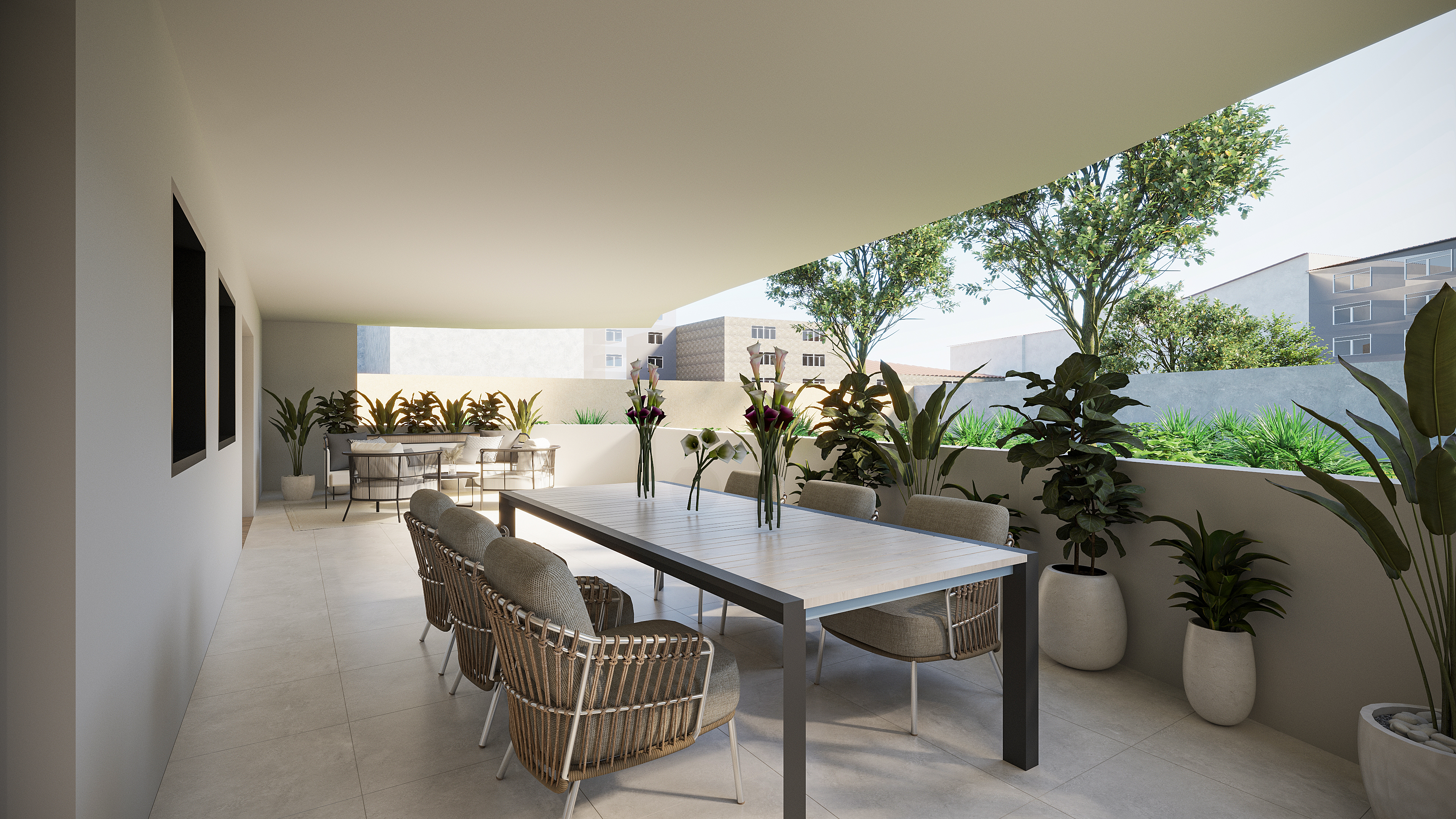 Terraza privada con vistas al entorno residencial